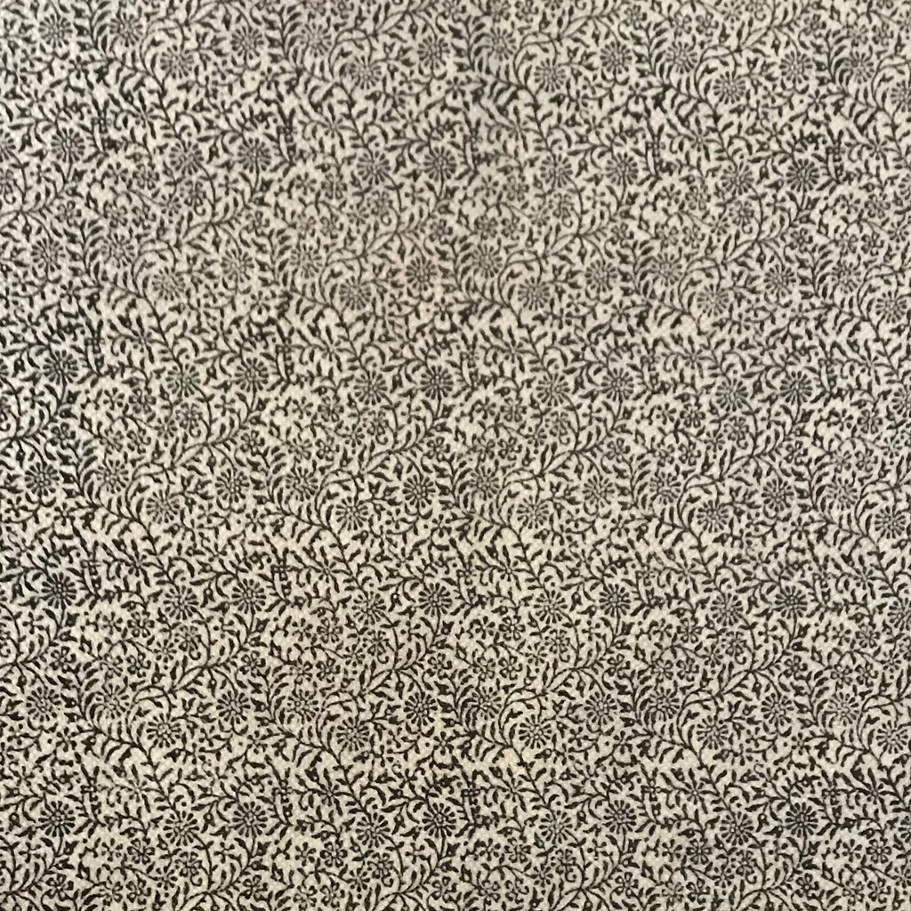 Floral Jaal & Paisley Hand-block Print Rug - White Black-2