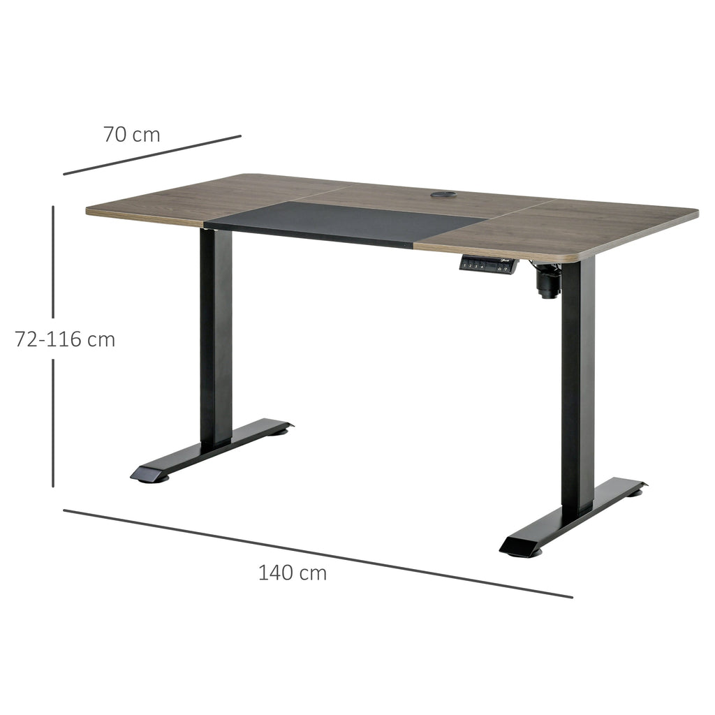 Height Adjustable Electric Standing Desk with 4 Automatic Memory Preset 140cm x 70cm Tabletop Stand Up Desk for Home Office