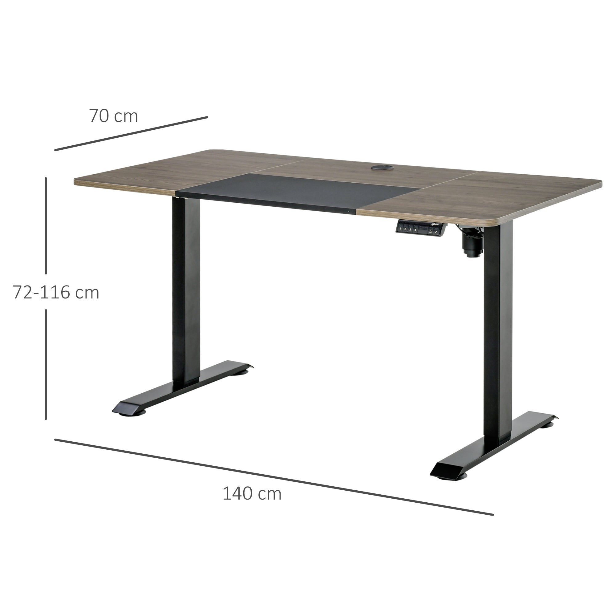 Height Adjustable Electric Standing Desk with 4 Automatic Memory Preset 140cm x 70cm Tabletop Stand Up Desk for Home Office