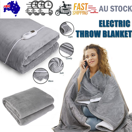 NNEDSZ Double-side Flannel Heated Electric Throw Rug Blanket Fast Heating Warm Washable GREY-0