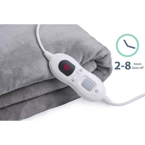 NNEDSZ Double-side Flannel Heated Electric Throw Rug Blanket Fast Heating Warm Washable GREY-4