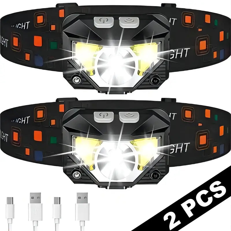 2-Pack Ultra Bright LED Rechargeable Headlight with Motion Sensor-1